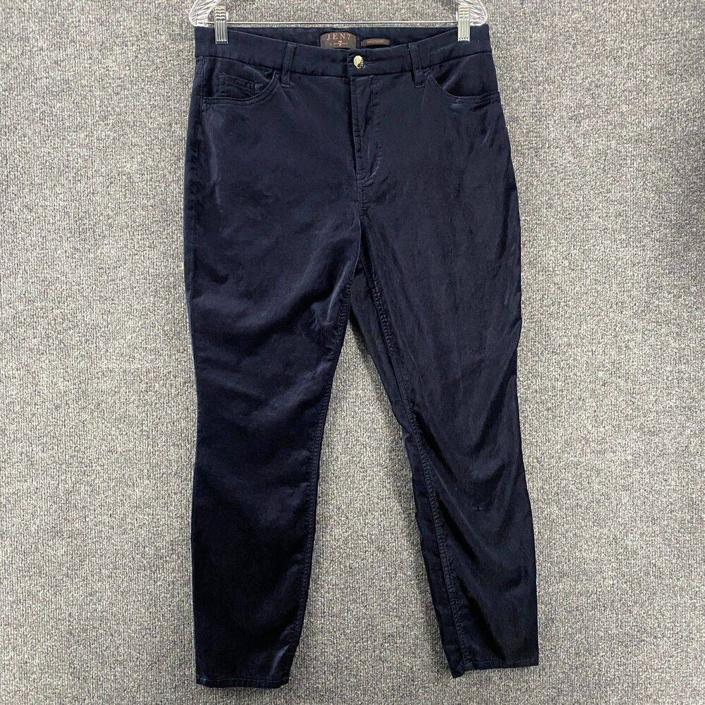 Jen 7 for All Mankind Pants Womens 12 Blue Velvet Ankle Skinny Mid Rise Holiday